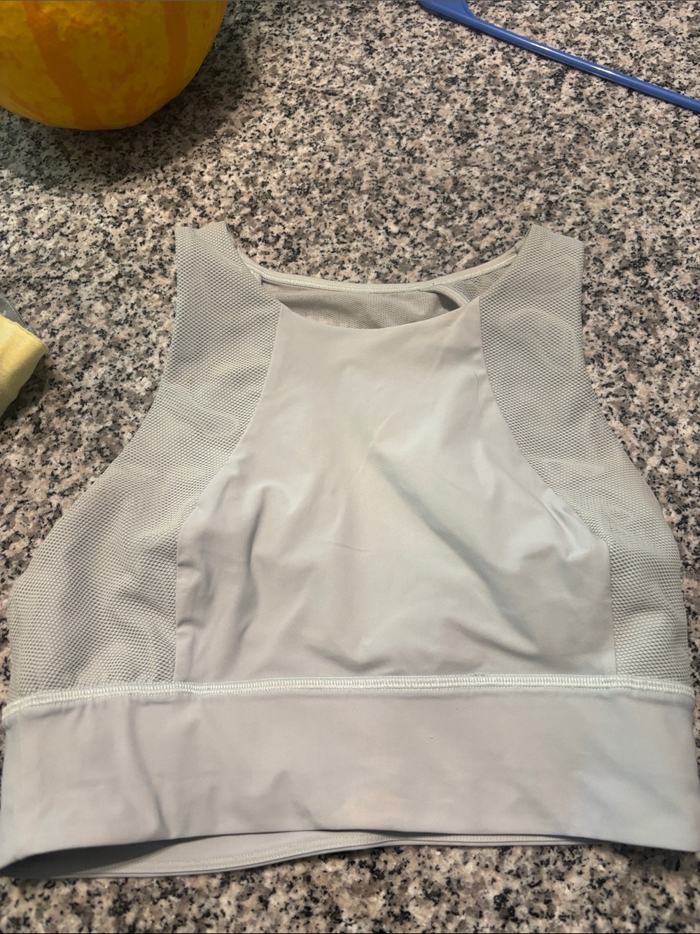 lululemon athletica Pale Gray Mesh-Panel High Neck Sports Bodysuit